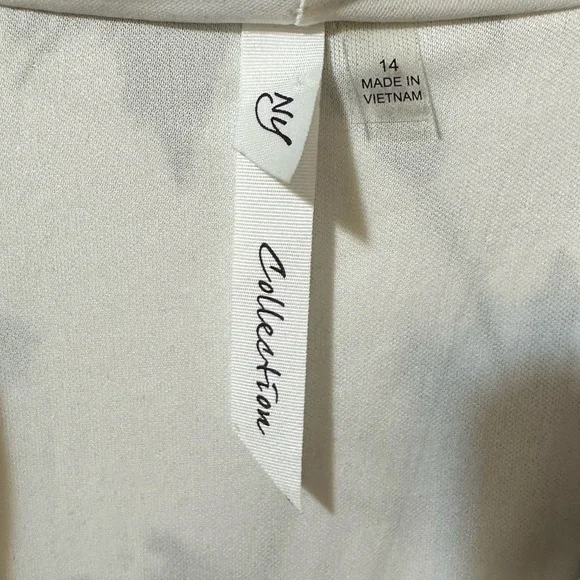 NY COLLECTION white w/black palm tree print sleeveless maxi dress size 14 - Picture 7 of 8